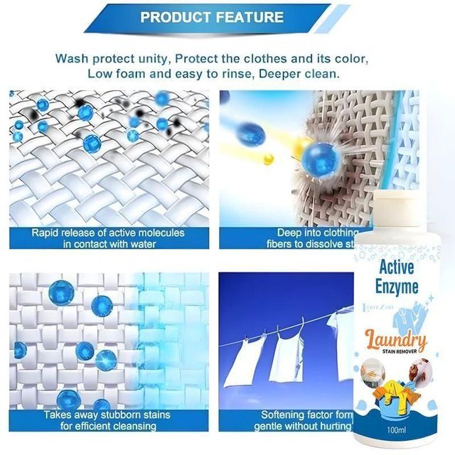 Active Enzyme Laundry Stain Remover [Pack of 2] 🧼💥 | BUY 1 GET 1 FREE 🎁 | Limited Offer ⏳